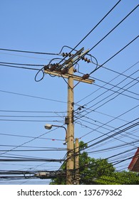 Low Voltage Electricity Post And Cable In Community