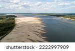Low water exposes a sand bar on the Mississippi River near Grand Gulf, MS.