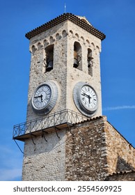 Low-Angle View of a Bell Tower with a Clock