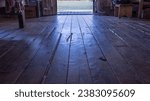 Lowdown view of old wooden floorboards