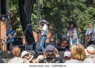 Lowell, Massachusetts, US-July 30, 2022: Cedric Watson And Bijou Creole, A Zydeco Band Perform At The Lowell Folk Festival Is A Large Free Outdoor Music Festival.