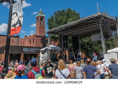 Lowell, Massachusetts, US-July 30, 2022: Cedric Watson And Bijou Creole, A Zydeco Band Perform At The Lowell Folk Festival Is A Large Free Outdoor Music Festival.