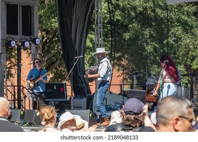 Lowell, Massachusetts, US-July 30, 2022: Cedric Watson And Bijou Creole, A Zydeco Band Perform At The Lowell Folk Festival Is A Large Free Outdoor Music Festival.