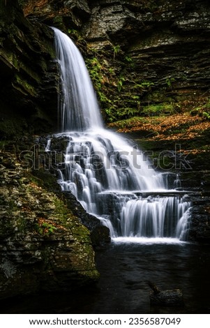 Lower Bridesmaids Falls in Bushkill Falls, Pennsylvania. Bushkill Falls is among the Pennsylvania's most famous scenic attractions.