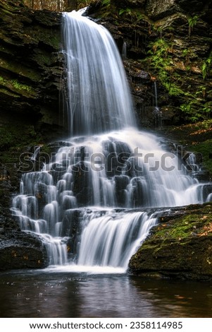 Lower Bridesmaids Falls in Bushkill Falls, Pennsylvania. Bushkill Falls is among the Pennsylvania's most famous scenic attractions.