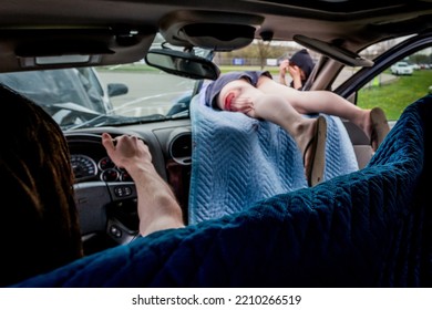 Lower Burrell, Pa., USA - May 3, 2018:  MOCK DUI TRAINING For Fire, Police, And Ems Paramedics At A Staged Car Accident With Injuries And Fatality, Parents Being Restrained