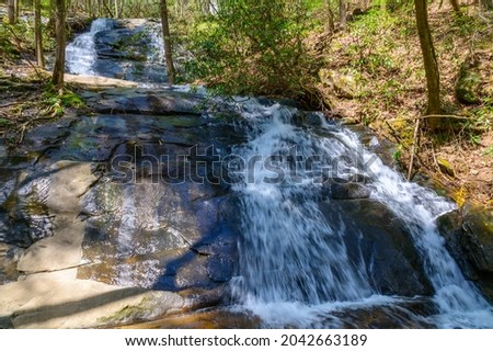 The lower falls of the Fall Branch Falls along the Benton Mackaye Trail, near Cherry Log, Georgia.