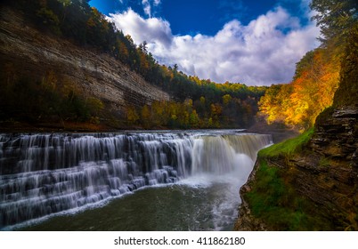 Lower Falls In Letchworth State Park, NY