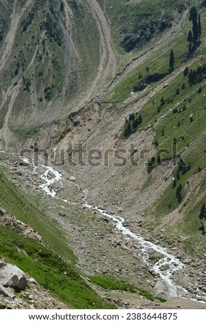 The Lower Himalayan mountain range apparently most perturbed by the continuous landsliding  and erosion in the vicinity of Saif-ul-Maluk Lake at Naran, Mansehra District, Khyber Pakhtunkhwa, Pakistan.