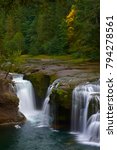 Lower Lewis River Falls in autumn season. Washington State, USA Pacific Northwest.
