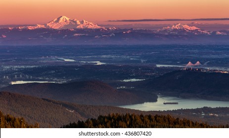 Lower Mainland At Dusk From Grouse Mountain, British Columbia, Canada