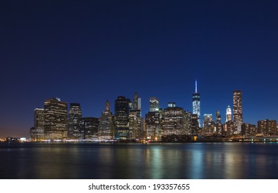 Lower Manhattan, panorama, night skyline. - Shutterstock ID 193357655
