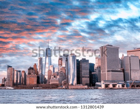 Similar – Foto Bild Blick auf den Hudson River, Manhattan und Jersey City