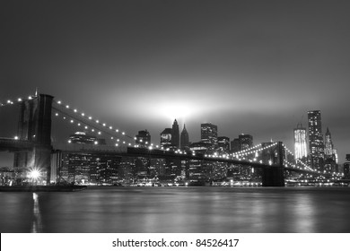 Lower Manhattan Skyline and the Towers Of Lights at Night, New York City
