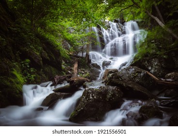 The lower section of Doyles River Falls in Shenandoah National Park, Virginia during the Spring.