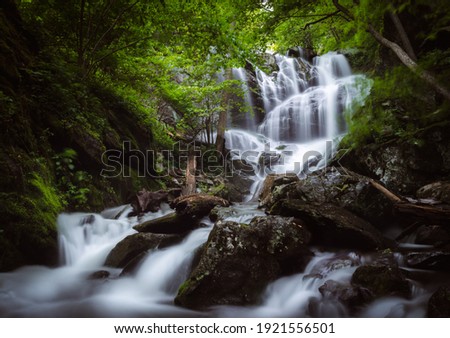 The lower section of Doyles River Falls in Shenandoah National Park, Virginia during the Spring.