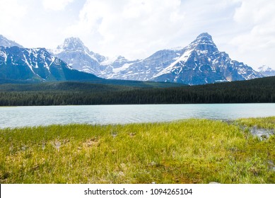 Lower Waterfowl Lake And Mt Chephren In The Spring, Banff National Park, Canadian Rockies, Alberta, Canada