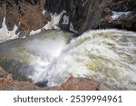 Lower Yellowstone Falls Plunging Over the Brink in Yellowstone National Park in Wyoming