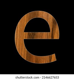 Lowercase Letter E - Wood Texture - Black Background