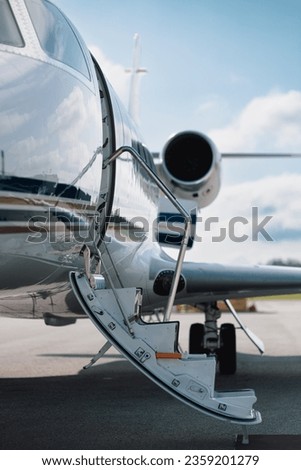 Lowered Boarding Stairs on a Private Jet