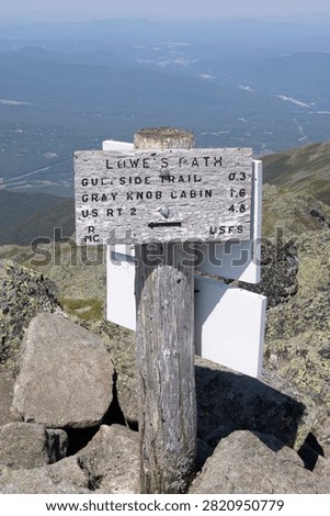 Lowe's Path Trail Sign, Summit of Mt Adams. June 2026.