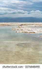 Lowest Salty Lake In World Below Sea Level Dead Sea, Full Of Minerals Near Ein Bokek, Perfect Place For Medical Treatments, Climatotherapy, Thalassotherapy And Heliotherapy.