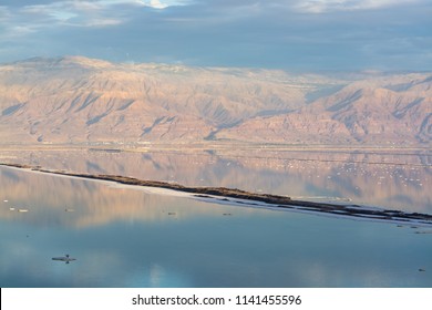 Lowest Salty Lake In World Below Sea Level Dead Sea, Full Of Minerals Near Ein Bokek, Perfect Place For Medical Treatments, Climatotherapy, Thalassotherapy And Heliotherapy.