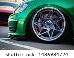 Lowrider custom stance stylish sports car closeup