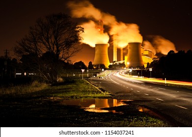 Loy Yang Brown Coal Power Station At Night, Located In Victoria Australia 