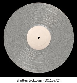 LP Platinum Album with empty label for copy space on a black background.
