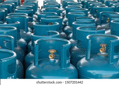 LPG Gas Bottle Stack Ready For Sell, Filling Lpg Gas Bottle.