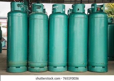 LPG Gas Bottle Stack Ready For Sell, Filling Lpg Gas Bottle.