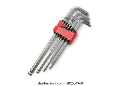 L-Shaped Hex Wrench set isolated on white background