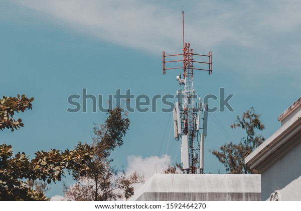 Lte Cell Tower On Top Building Stock Photo Edit Now