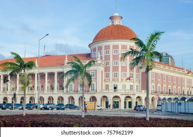 LUANDA, ANGOLA - APRIL 28 2014: The National Bank Of Angola Or Banco De Nacional De Angolawith Colonial Architecture In Capital