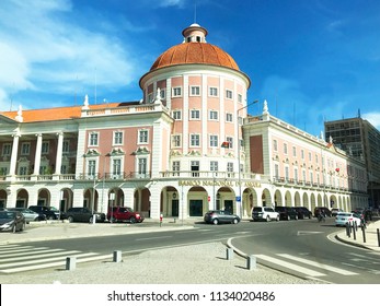 LUANDA, ANGOLA - MARCH 29 2018: Beautiful Architecture Of National Bank Of Angola In Downtown Luanda