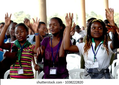 Luanda/Angola - 2012: Young African People Celebrating God