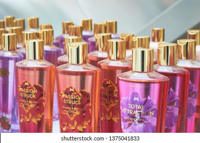 Luang Namtha Province, Laos - February 18, 2018: The Perfume Bottles  In The Duty Free Shop In Boten Special Economic Zone.