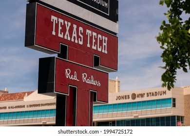 Lubbock, Texas - June 5, 2021: Texas Tech University NCAA Football Jones ATT Stadium Red Raiders Logo