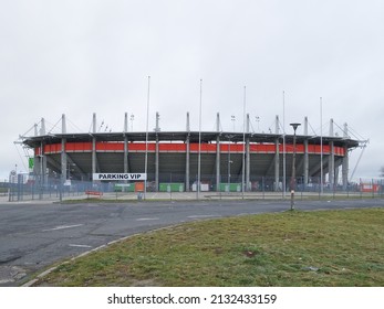 LUBIN, POLAND - DECEMBER 20, 2021: Exterior View Of Stadion Miejski In Lubin, Poland