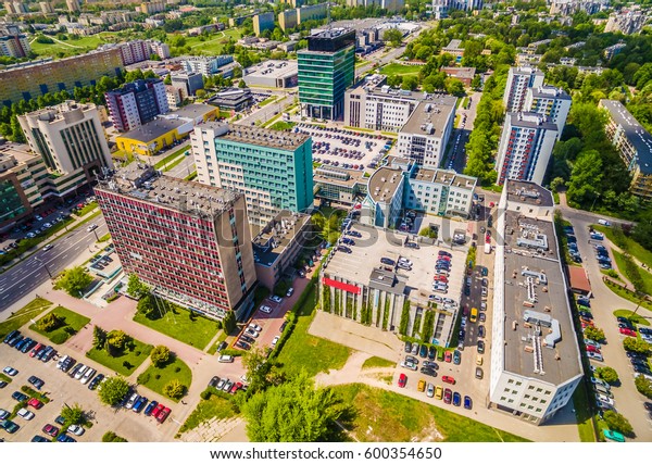 Lublin bird\'s eye view.\
Buildings Lublin streets Zana and Filaret. District Pipe view from\
the air.