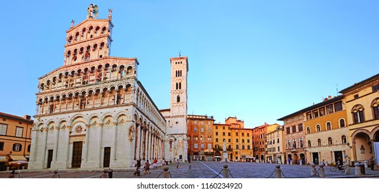 Lucca Cathedral Square In Tuscany Italy