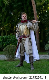 Lucca, Italy - 2018 10 31 : Lucca Comics Free Cosplay Event Around City Game Of Thrones Jaime Lannister. High Quality Photo