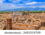 Lucca, Italy. Aerial view of the town.