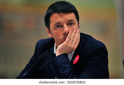 Lucca, Italy - April 12 2014: Matteo Renzi Speaks During The Volunteering Festival.