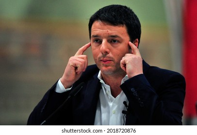 Lucca, Italy - April 12 2014: Matteo Renzi Speaks During The Volunteering Festival.