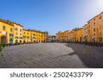 Lucca, Piazza Anfiteatro public square. Tuscany region, Italy, Europe.