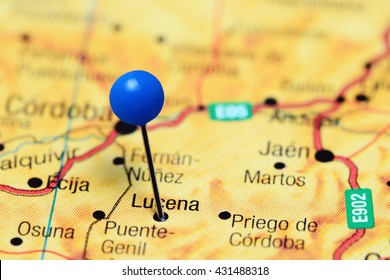 Lucena Pinned On A Map Of Spain
