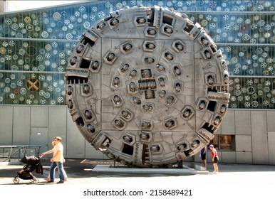 Lucern, Switzerland - 08.18.2012 : Hard Rock Gripper, Tunnel Boring Machine (TBM), This TBM Called Sissy Was Used At Gothard Tunnel, Diameter 8,83 M, Exposition In Front Of Swiss Museum Of Transport