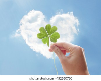 Luck Clover Hand Heart Cloud